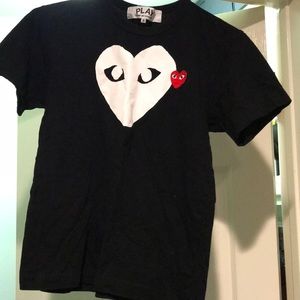 Comme Des Garcons T Shirt M Double Heart Logo Tee